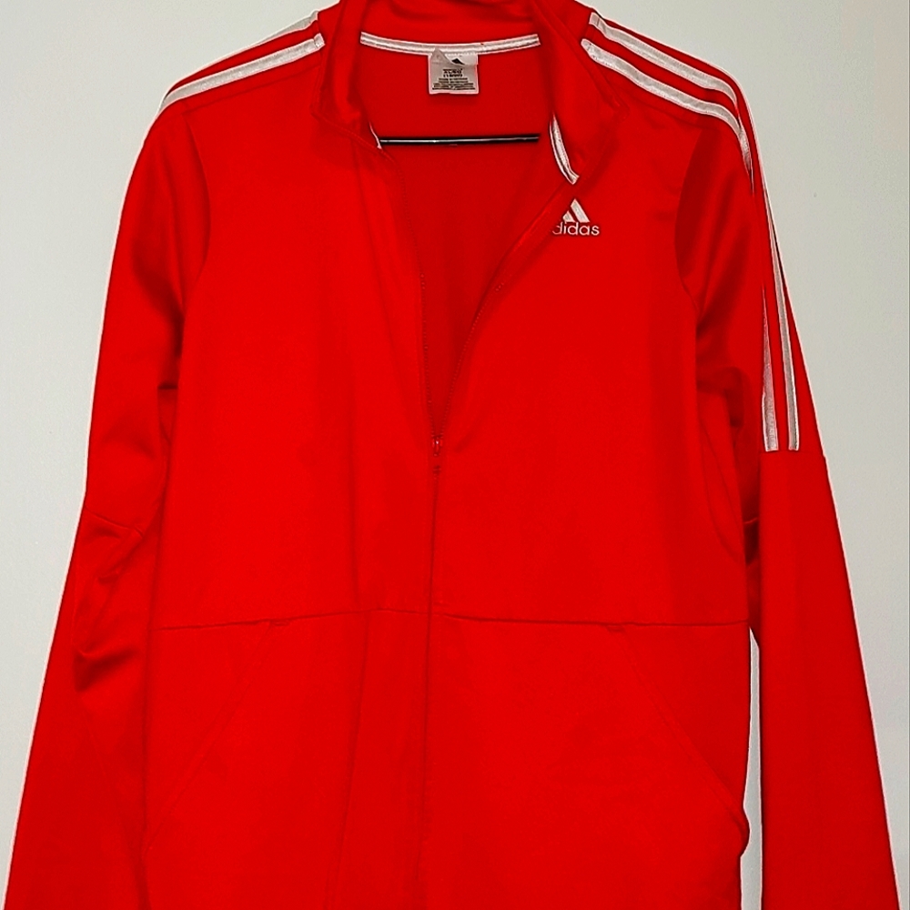 Adidas Jacket. Size M. Red with white stripes